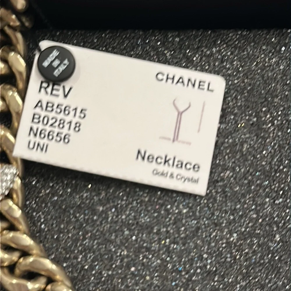 Chanel necklace gold color & Strauss CC Bolero NWT, Full Set - Picture 13 of 16